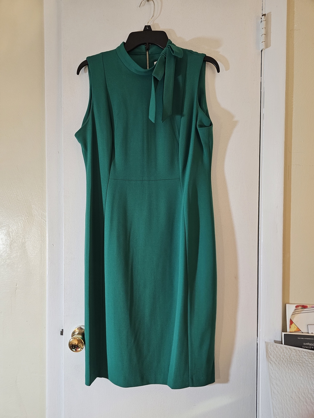 Calvin Klein Emerald Sleeveless Tie-Neck Midi Dress